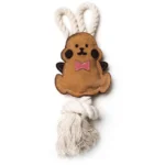 Жувальна іграшка для собак DoggyMan Leather Rabbit with Rope з канатом, 23 см
