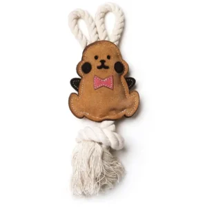 Жувальна іграшка для собак DoggyMan Leather Rabbit with Rope з канатом, 23 см