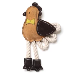Жувальна іграшка для собак DoggyMan Leather Chicken With Rope зі шкіри, 21 см