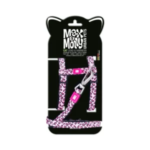Набір шлейка + повідець для котів Max & Molly Harness Leash Set Leopard Pink