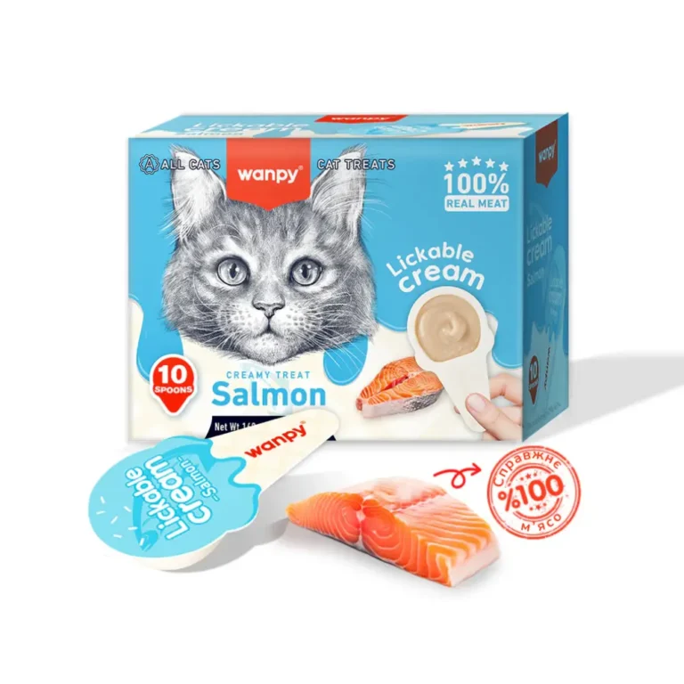 Ласощі Wanpy Creamy Lickables з лососем для котів, 10 шт