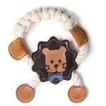 Жувальна іграшка для собак DoggyMan Leather Lion with Rope лев з канатом, 15 см