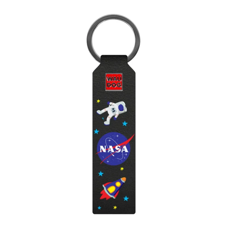 Брелок WAUDOG з малюнком "NASA", преміум шкіра, чорний