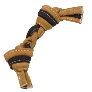 Плетена жувальна іграшка для собак DoggyMan Leather Rope Bone кістка, 25 см