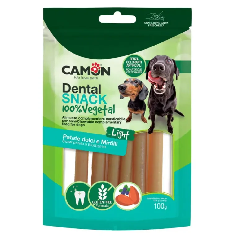 Ласощі Camon Dental Snack каннолі з батату з чорницею для чищення зубів для собак, 100 г