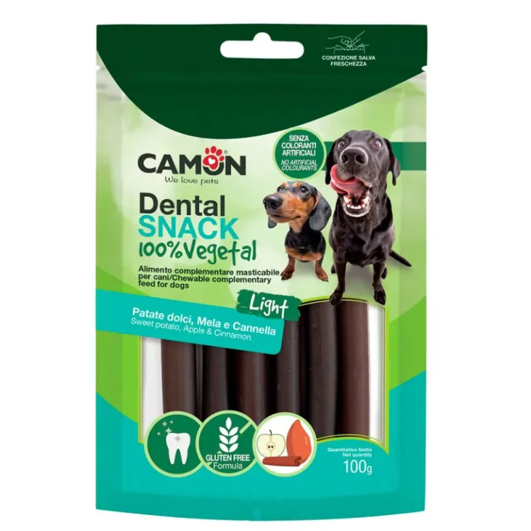 Ласощі Camon Dental Snack каннолі зі смаком яблука для чищення зубів для собак, 100 г