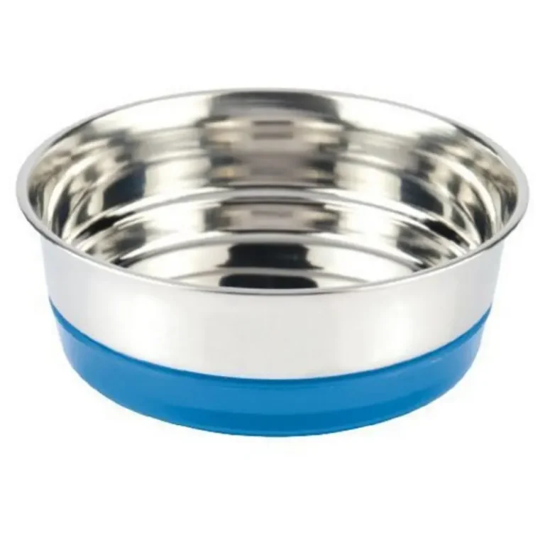 Металева миска для собак і котів із флуоресцентним кільцем Fluo Neon CROCI, синя