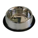 Металева миска для собак з нековзним гумовим кільцем Mac Non-Slip Steel Bowl CROCI