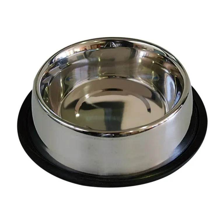 Металева миска для собак з нековзним гумовим кільцем Mac Non-Slip Steel Bowl CROCI