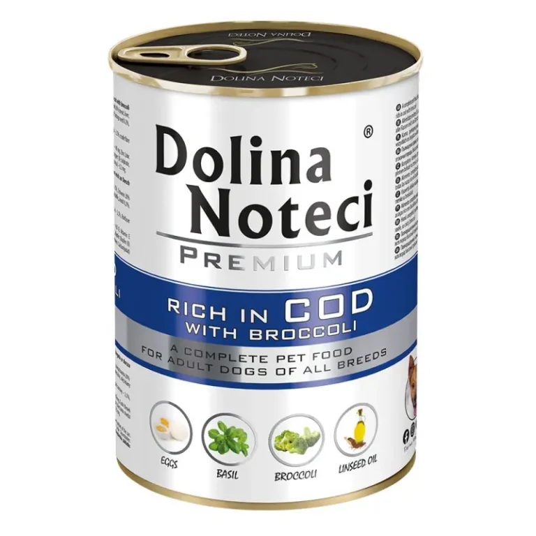 Вологий корм для дорослих собак Dolina Noteci Premium з тріскою та броколі
