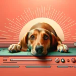 Сумний собака з повислими вухами лежить, поклавши морду на лапи