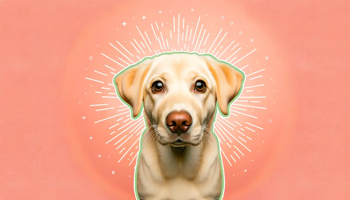 Кремовий лабрадор з допитливим поглядом дивиться прямо в камеру