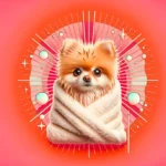 Золотистий померанський шпіц загорнутий у білий рушник після купання