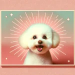 Маленький кремовий собака породи бішон фрізе з радісною усмішкою дивиться в камеру