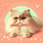 Кремовий перський кіт з бурштиновими очима лежить і спокійно дивиться вперед