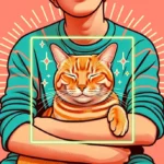 Рудий смугастий кіт із напівзаплющеними очима затишно влаштувався на руках у людини