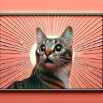 Смугастий кіт із здивованими широко розплющеними очима та вигнутою спиною
