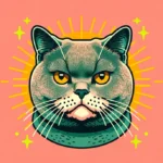 Невдоволений британський короткошерстий кіт з жовто-зеленими очима дивиться прямо в камеру