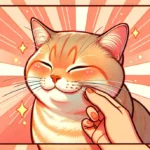 Кремово-персиковий смугастий кіт із напівзаплющеними очима ніжно тягнеться лобом уперед