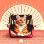 Руде смугасте кошеня спокійно сидить у відкритій переносці та дивиться назовні