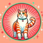 Руде кошеня з піднятим хвостом на кораловому фоні