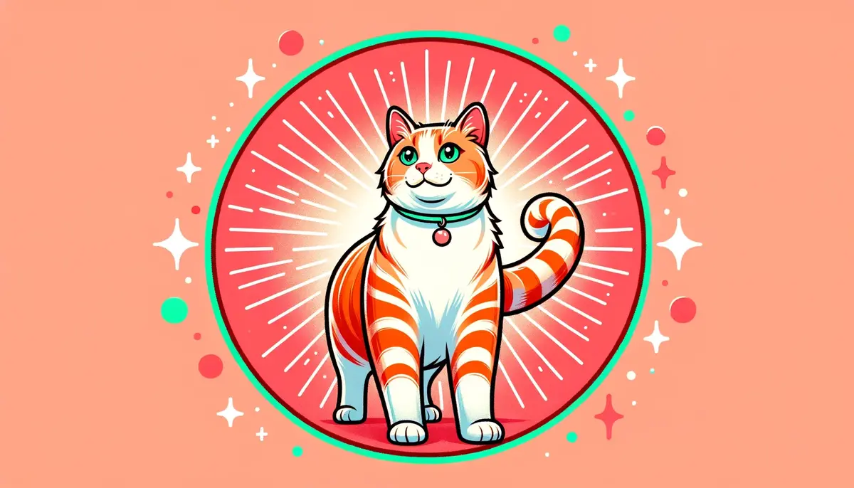 Руде кошеня з піднятим хвостом на кораловому фоні