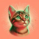 Руде смугасте кошеня із зеленими очима грайливо дивиться вгору