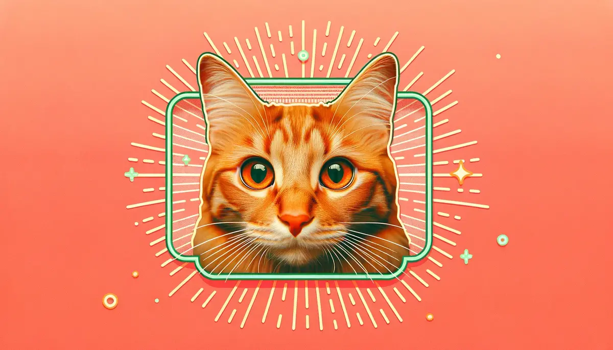 Рудий кіт з яскравими допитливими очима дивиться прямо в камеру на кораловому фоні