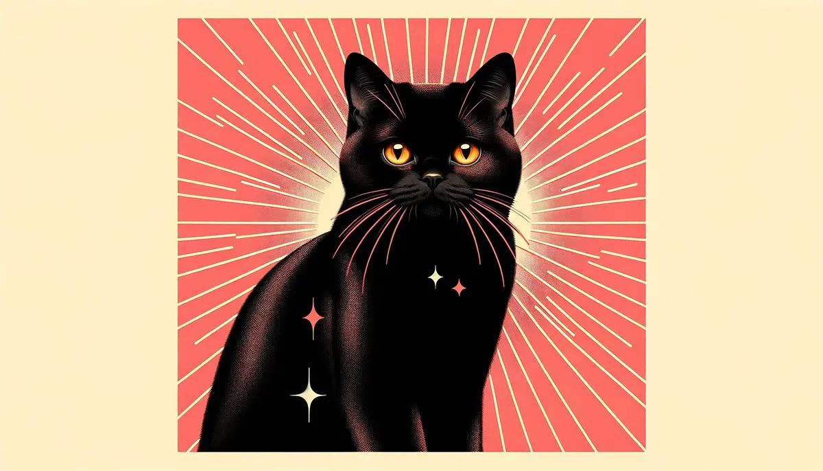 Чорний кіт із золотистими очима сидить і дивиться в камеру