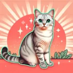 Сріблясто-смугастий кіт із зеленими очима сидить уважно й дивиться вперед