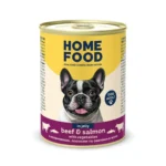 Повнораціонний вологий корм для дорослих собак HOME FOOD з яловичиною, лососем та овочами в желе, 360 г