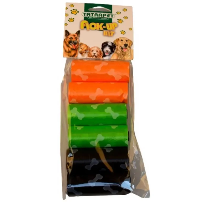 Пакети для собачих фекалій з принтом кісточки TATRAPET, 6 рул. х 15 шт.