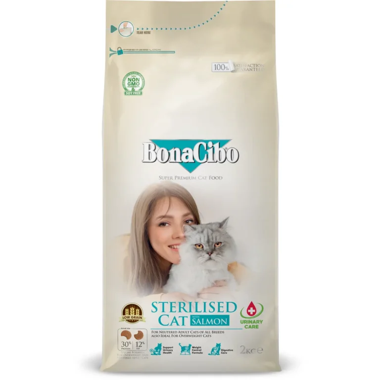 Сухий корм BonaCibo Sterilised Cat для дорослих стерилізованих котів з лососем