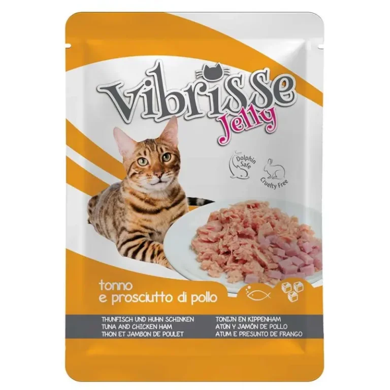 Вологий корм Vibrisse Jelly з тунцем і курячою шинкою для котів, 70 г