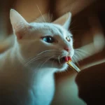 Кіт вилизує кремові ласощі з тюбика