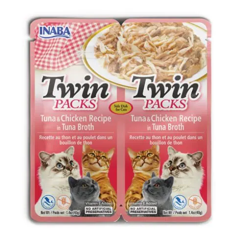 Ласощі INABA Twin Packs з куркою та тунцем для котів, 40 г
