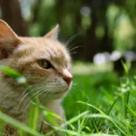 Кіт поруч з рослинними добавками