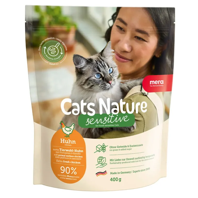 Беззерновий корм для дорослих котів із чутливим травленням MERA Cats Nature Sensitive з куркою