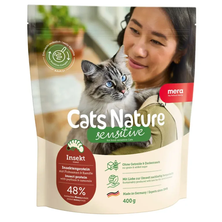 Беззерновий корм для дорослих котів із чутливим травленням MERA Cats Nature Sensitive з протеїном комах