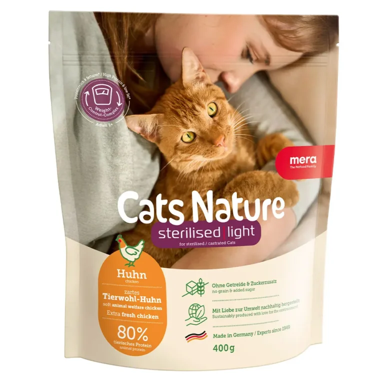 Беззерновий корм для стерилізованих та кастрованих котів MERA Cats Nature Sterilised Light з куркою