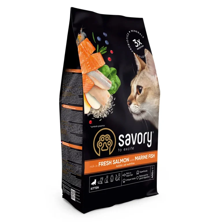 Сухий корм для кошенят Savory свіжий лосось та морська риба