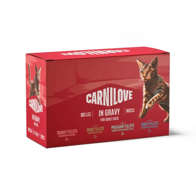 Вологий корм для котів Carnilove шматочки в соусі, набір з 4 смаків, 12 шт x 85 г