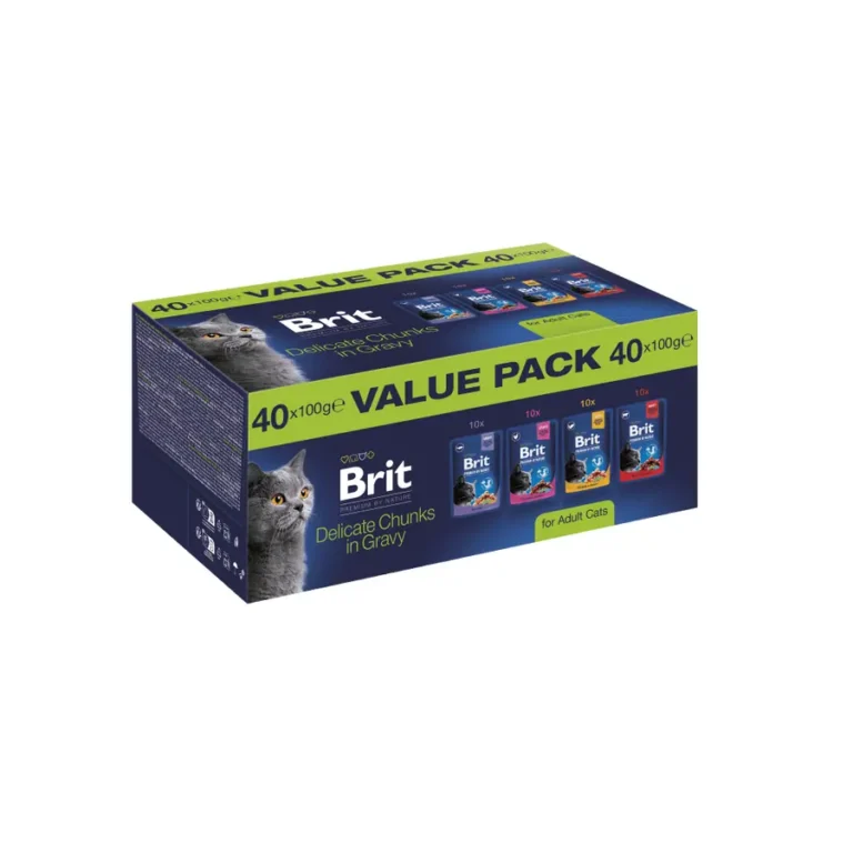 Вологий корм для дорослих котів Brit Premium by Nature Value Pack шматочки в соусі 100 г/40 шт