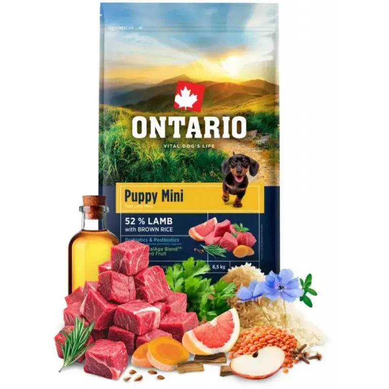 Монопротеїновий корм корм для цуценят дрібних порід Ontario з ягням та солодкою картоплею