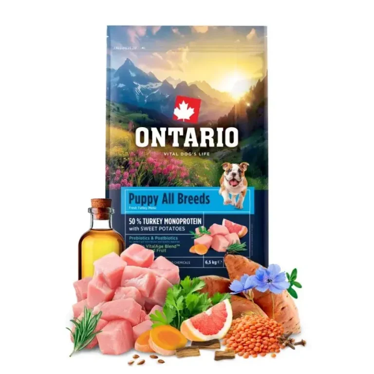 Монопротеїновий корм корм для цуценят усіх порід Ontario з індичкою та солодкою картоплею
