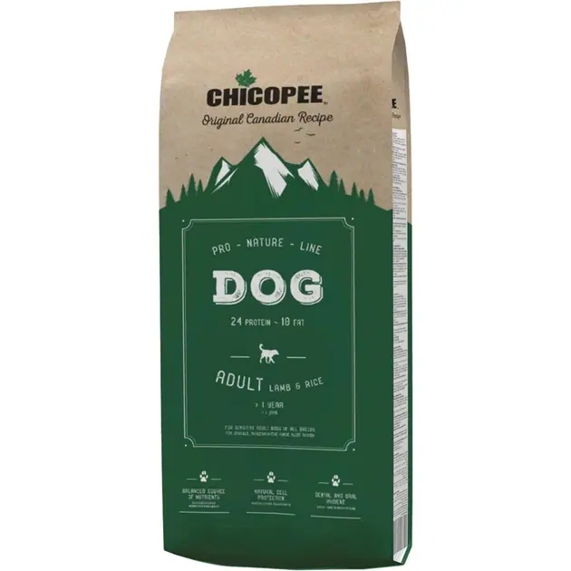 Сухий корм для дорослих собак Chicopee Pro Nature Line з ягням та рисом, 20 кг