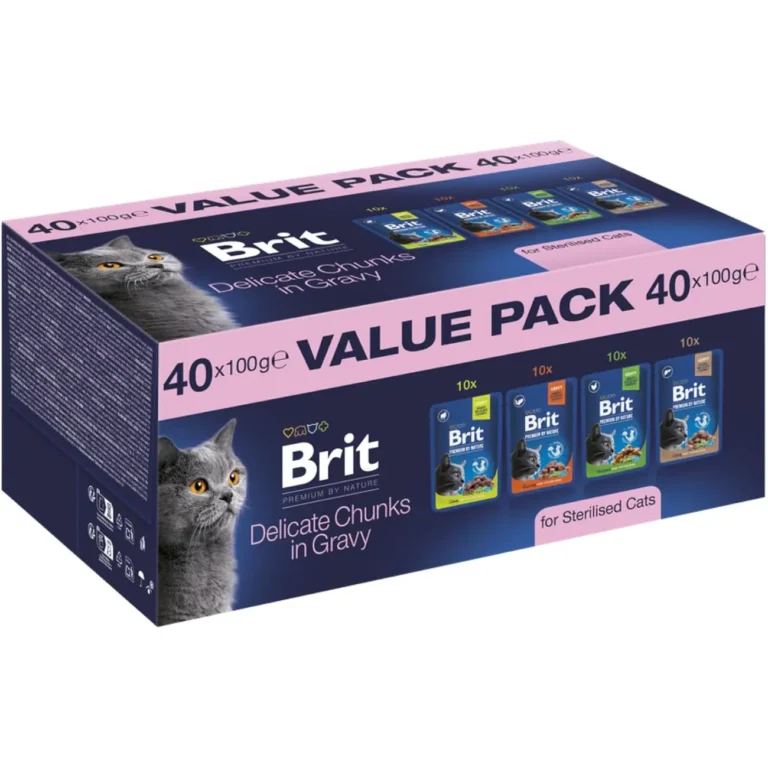 Вологий корм для стерилізованих котів Brit Premium by Nature Value Pack шматочки в соусі пауч 100 г/40 шт