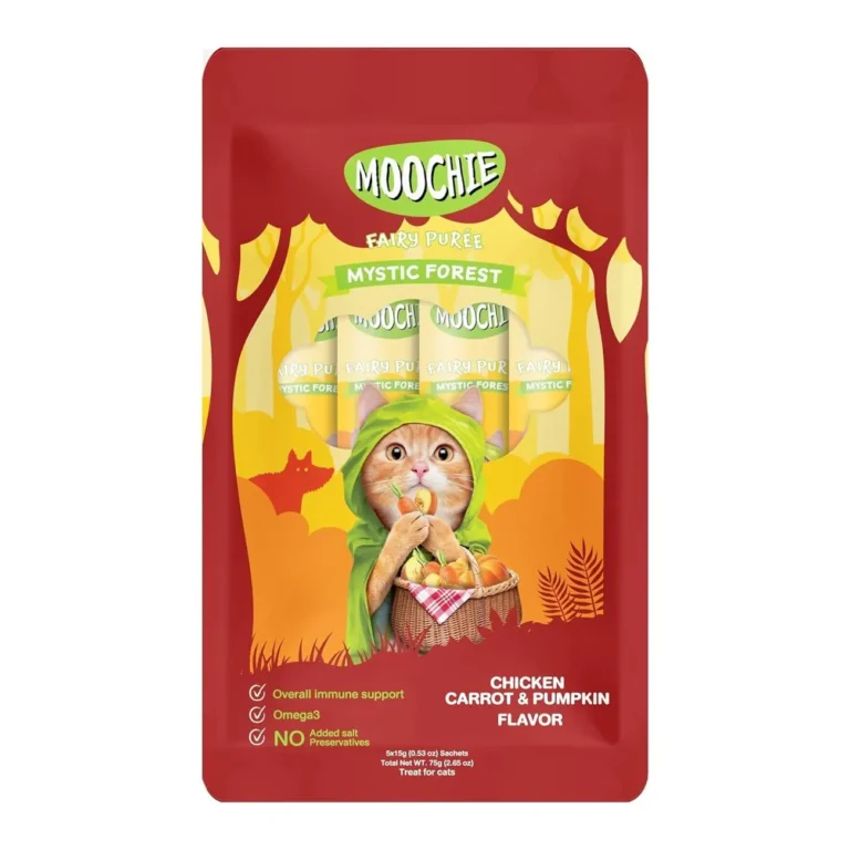 Кремові ласощі для котів Moochie Fairy Puree з куркою, морквою і гарбузом 5х15 г