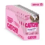НАБІР Корм вологий CATCH! з трьома видами м'яса та овочами в желе, для дорослих котів 85 г, 10+2 шт