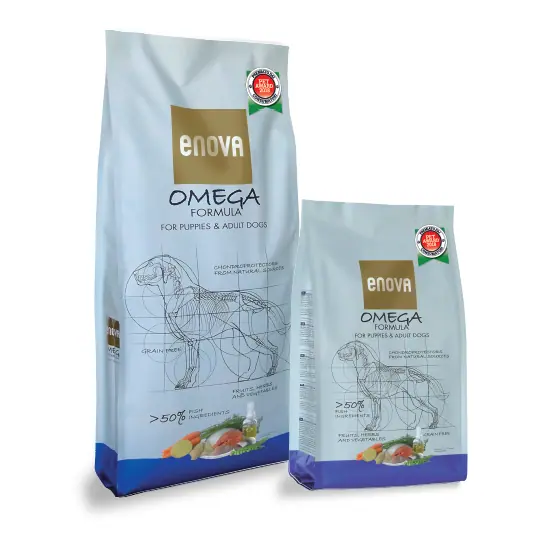 Беззерновий корм для собак всіх порід на всіх стадіях життя Enova Omega Formula з лососем